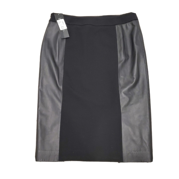 NEW LAFAYETTE 148 NEW YORK BLACK LEATHER SKIRT - Picture 1 of 6